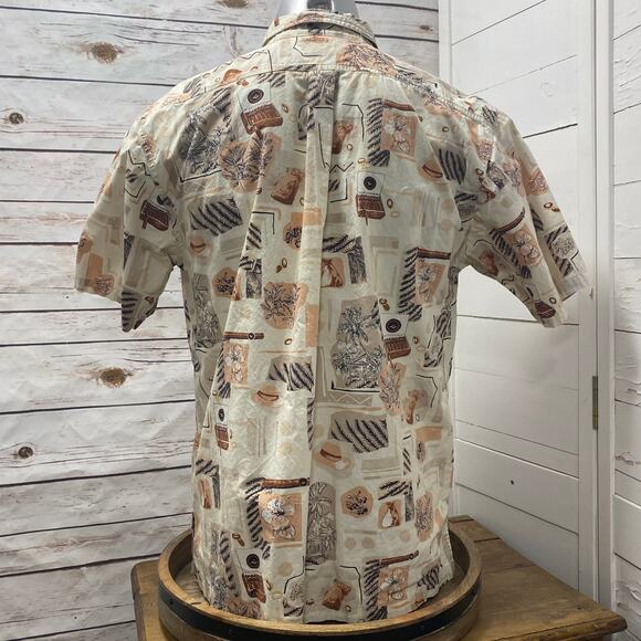 Weekender Traveler Camp Shirt Short Sleeve Button Down Cigar Smoker Print L - Picture 5 of 8